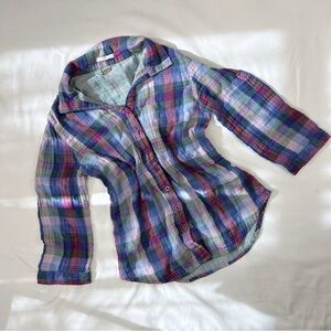 ali + kris | size s | purple and blue plaid button down